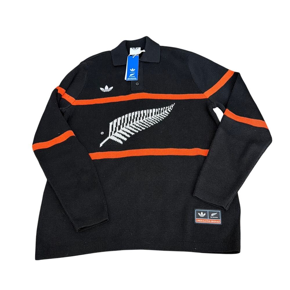 adidas Originals New Zealand All Blacks Knitted Polo Sweater Men's Size M KG4640